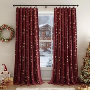Beauoop Christmas Red Velvet Curtains