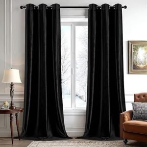 Joydeco Black Velvet Curtains for Bedroom Living Room