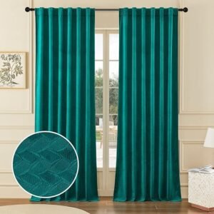 Timeper Teal Velvet Curtain