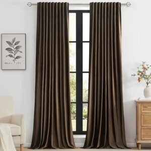 PRIMROSE Brown Velvet Curtains for Living Room