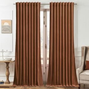Timeper Burnt Orange Velvet Curtains