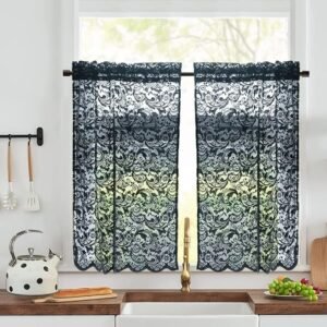 ALIGOGO Black Lace Kitchen Curtains