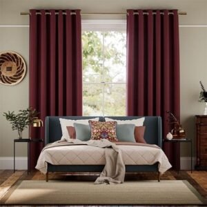 Ahisma Luxe Faux Silk Merlot Curtains