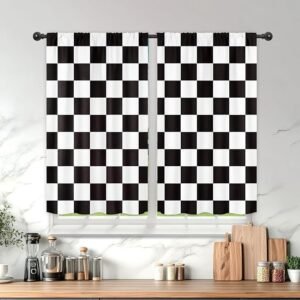Black and White Checkered Kitchen Curtains