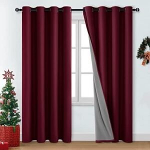 DWCN Burgundy Christmas 100% Blackout Curtains