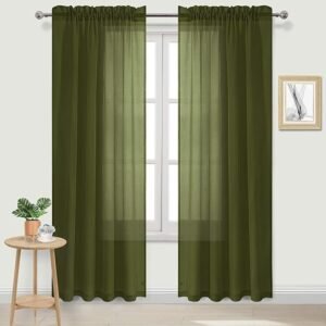DWCN Linen Effect Sheer Curtains