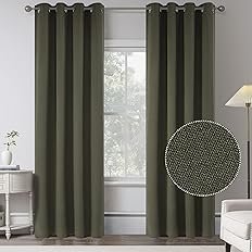 Dark Green Linen Blackout Curtains