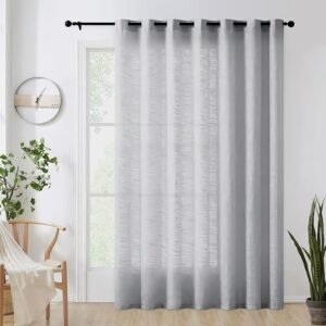 FMFUNCTEX Linen Grey Sheer Curtains