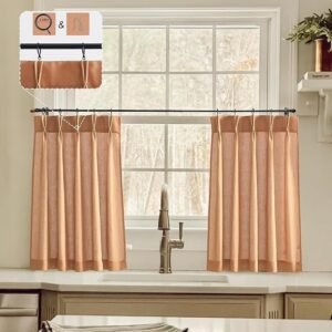 LIMON HOME Terracotta Linen Kitchen Curtains