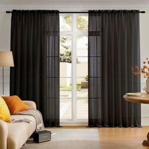 MYSTIC-HOME Sheer Curtains Black