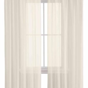 Modern Solid Color Cream Art Chiffon Sheer Curtains