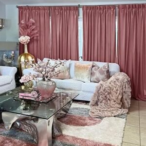 NICETOWN Wild Rose Pink Velvet Curtains