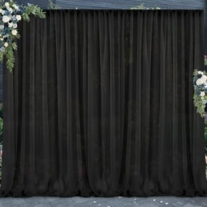 PARTISKY 10ftx7ft Black Chiffon Backdrop Curtains
