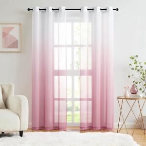 Pink Ombre Chiffon Sheer Curtains