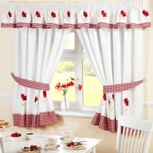 Poppies Pencil Pleat Kitchen Curtains