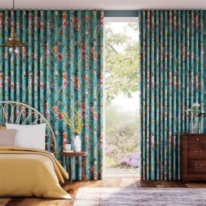 Bella Heron Turquoise Curtains