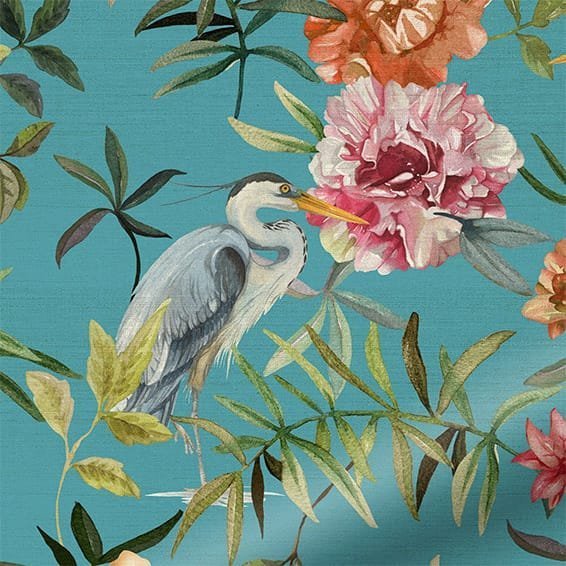 Bella Heron Turquoise Curtains - Image 3