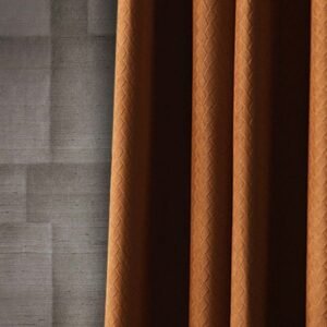 Textured Caramel Terracotta Velvet Blackout Curtains
