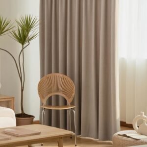 Mocha Brown Textured Velvet Blackout Curtain